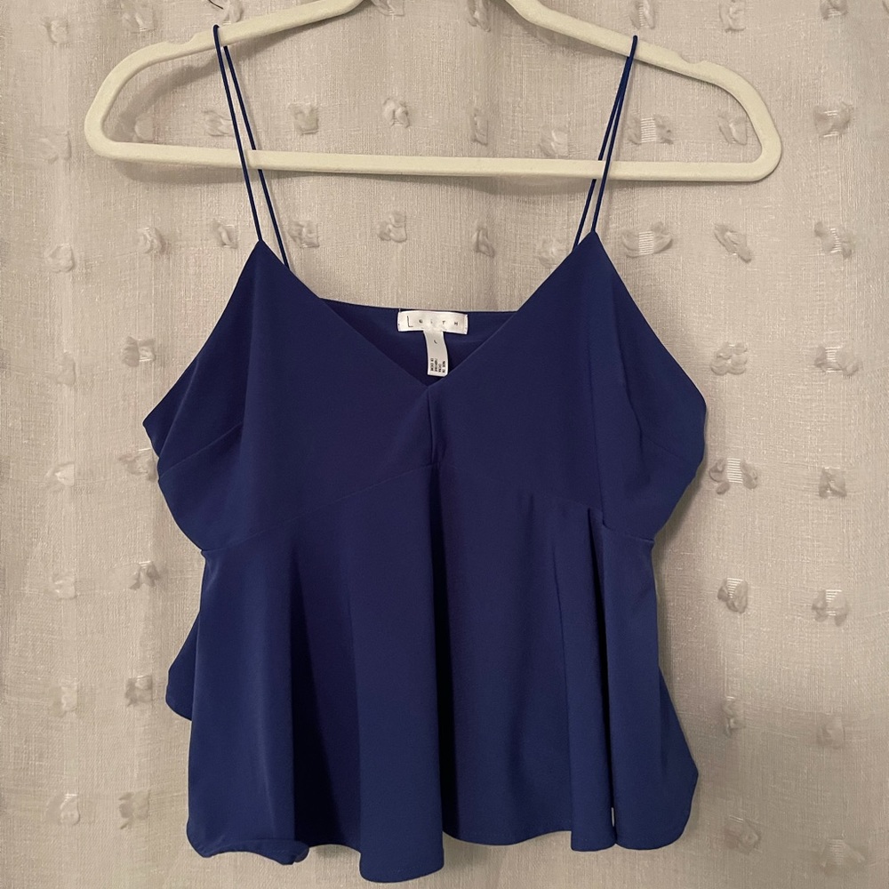 Leith Royal Blue Peplum Stretchy Tank